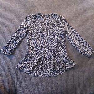 Tommy Hilfiger Navy/White Peplum Blouse